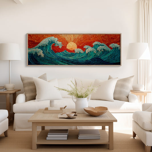 Crimson Sun Over Tiled Tides