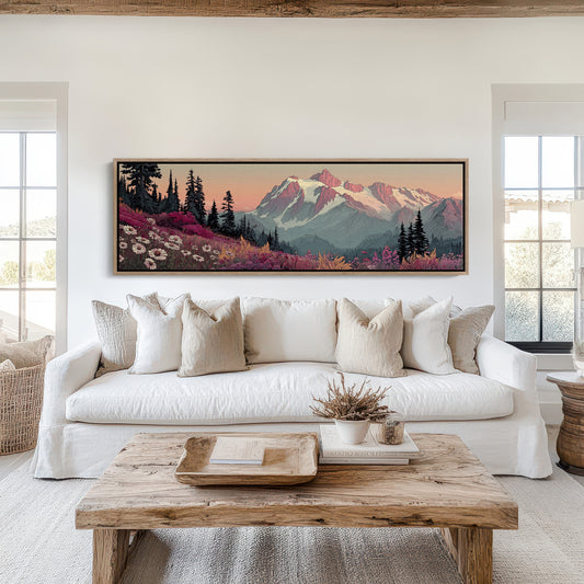 Wildflowers Beneath the Blushing Peaks