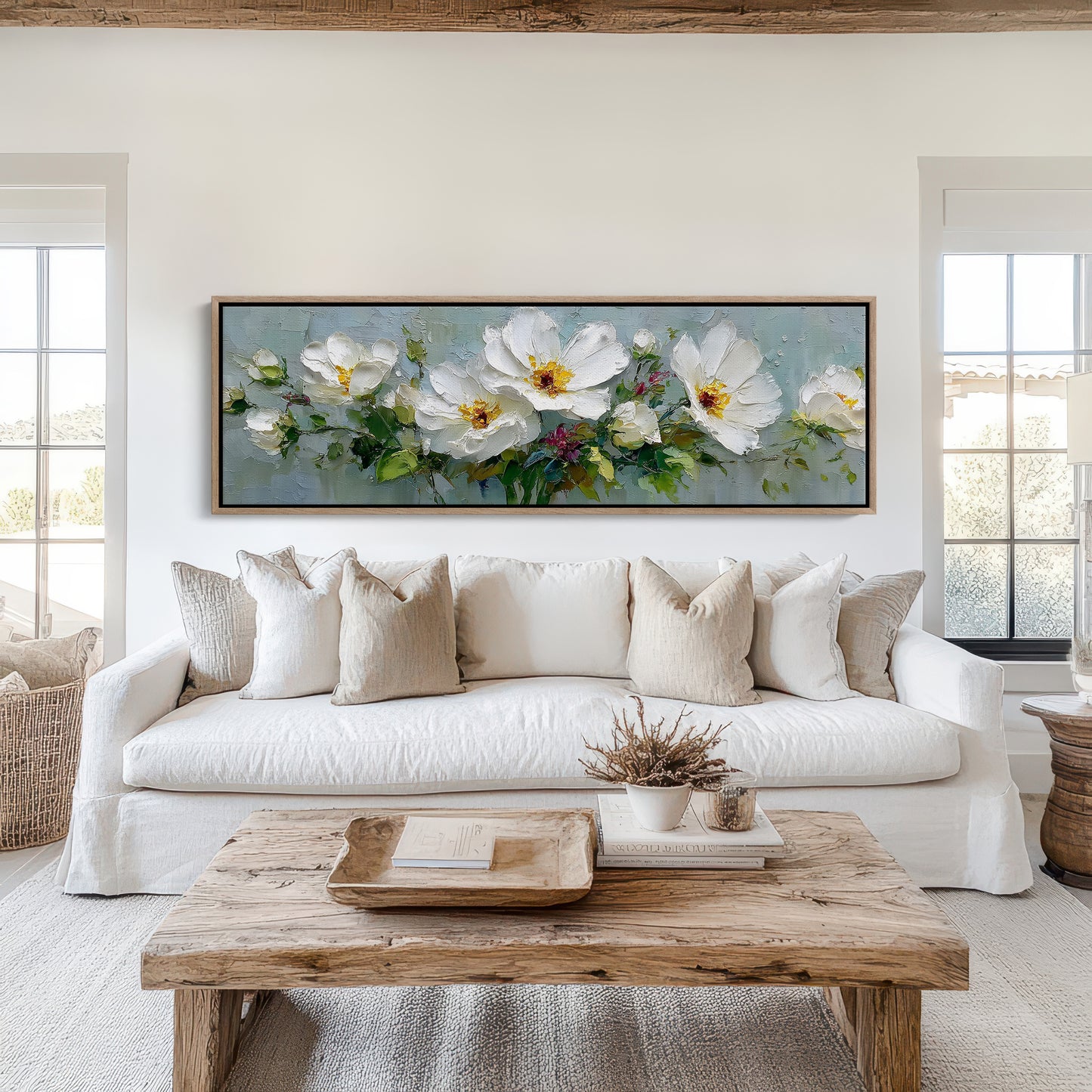 White Garden Blossoms In Soft Relief