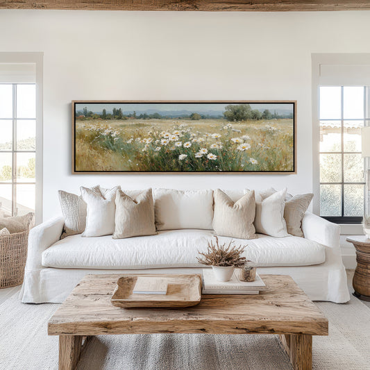 Wild Daisies Across Golden Meadow