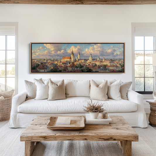 Golden Light Over Historic City Skyline