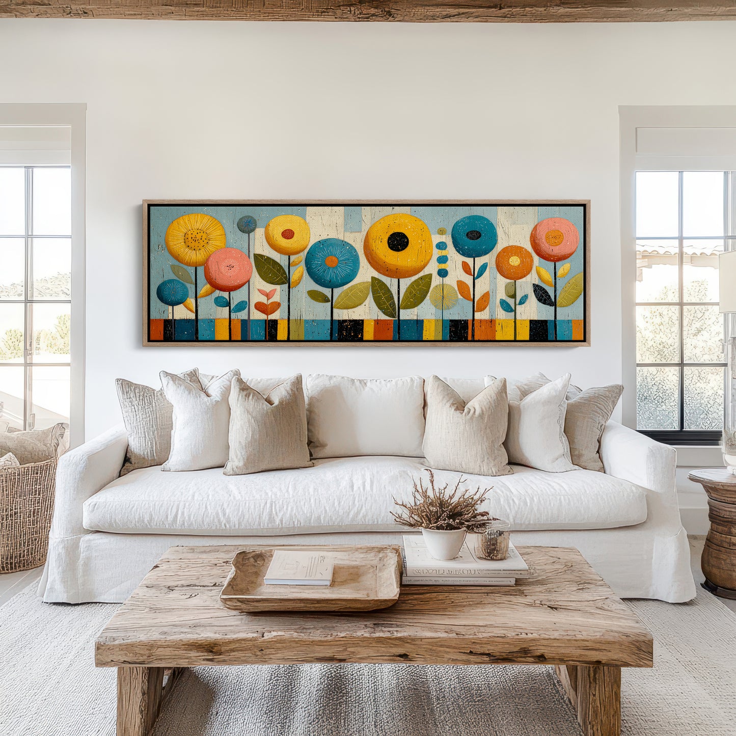 Mid Century Floral Garden in Retro Colors