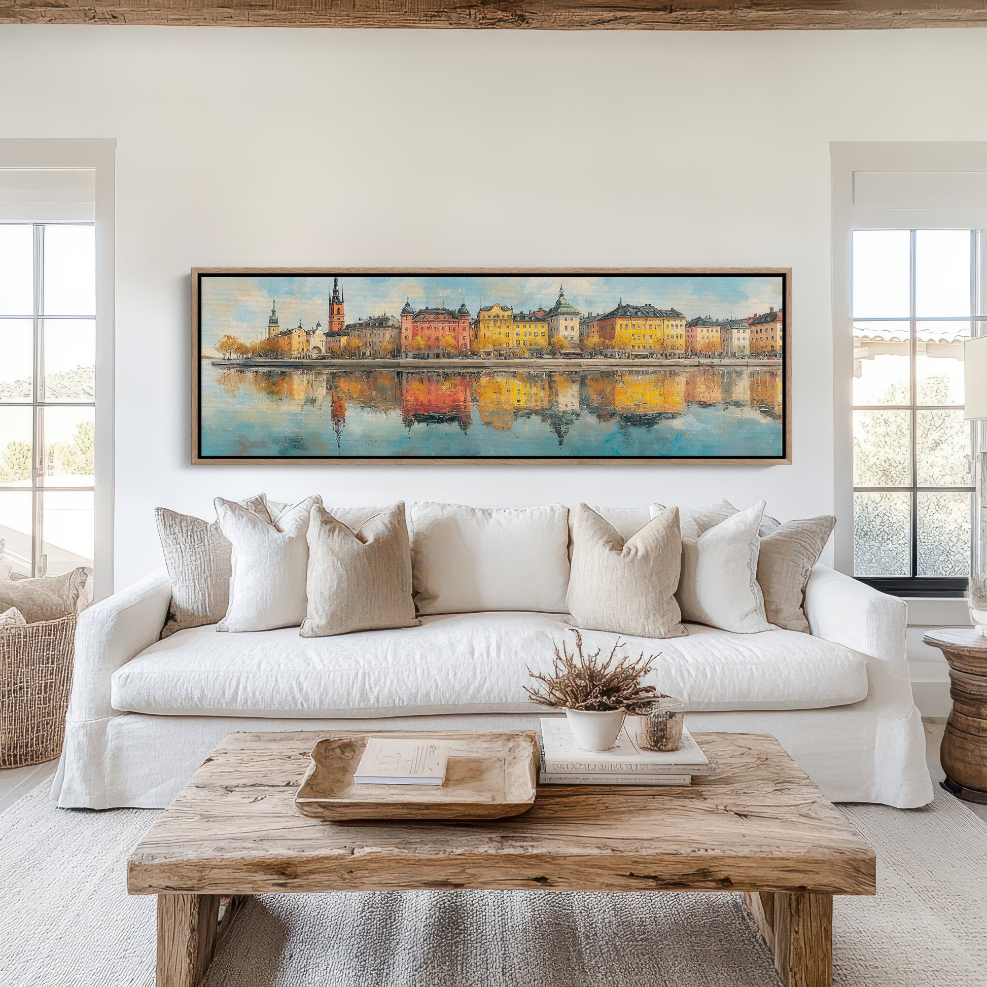 Colorful European Waterfront Reflections