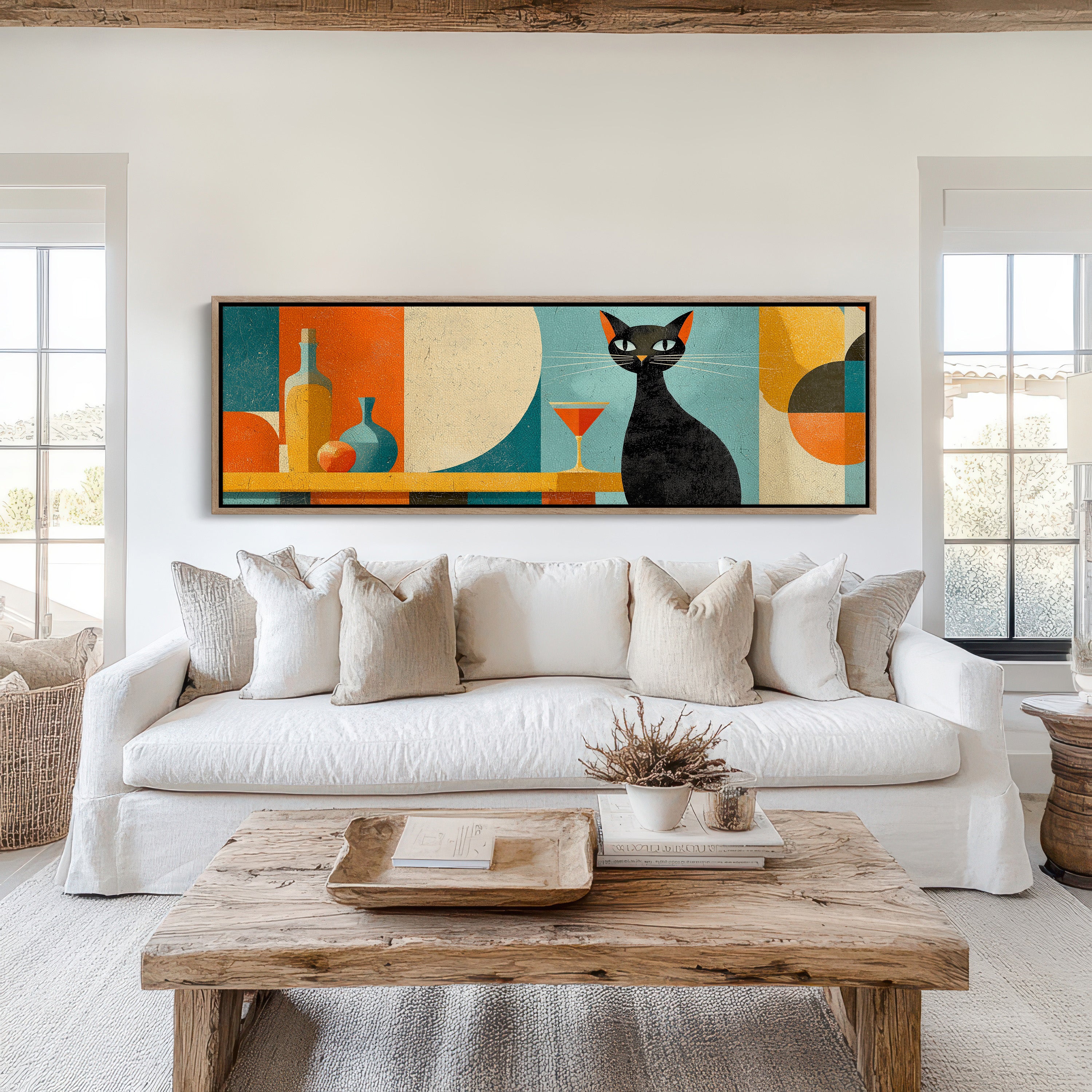 Mid Century Black Cat and Cocktail