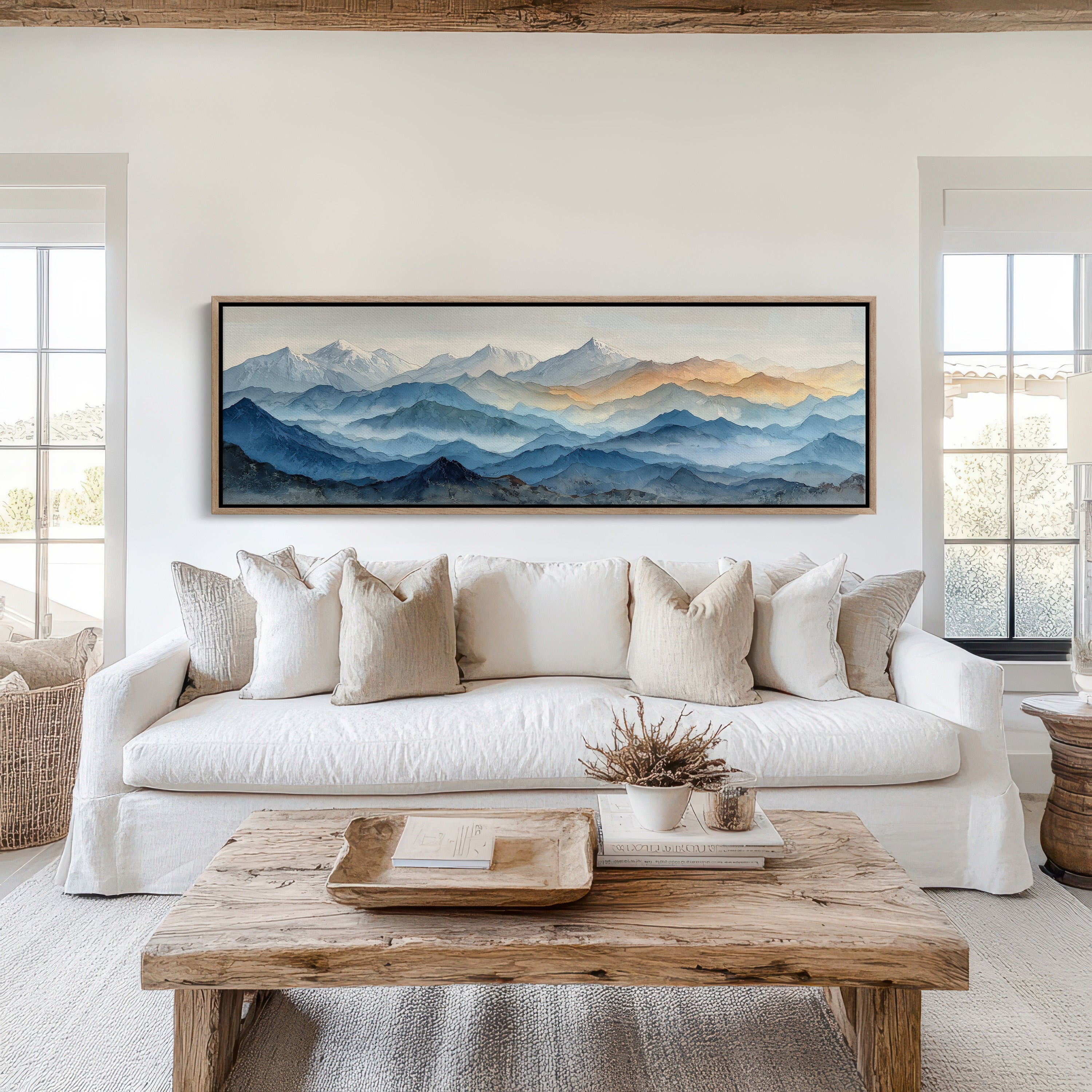 Misty Blue Mountain Range Landscape