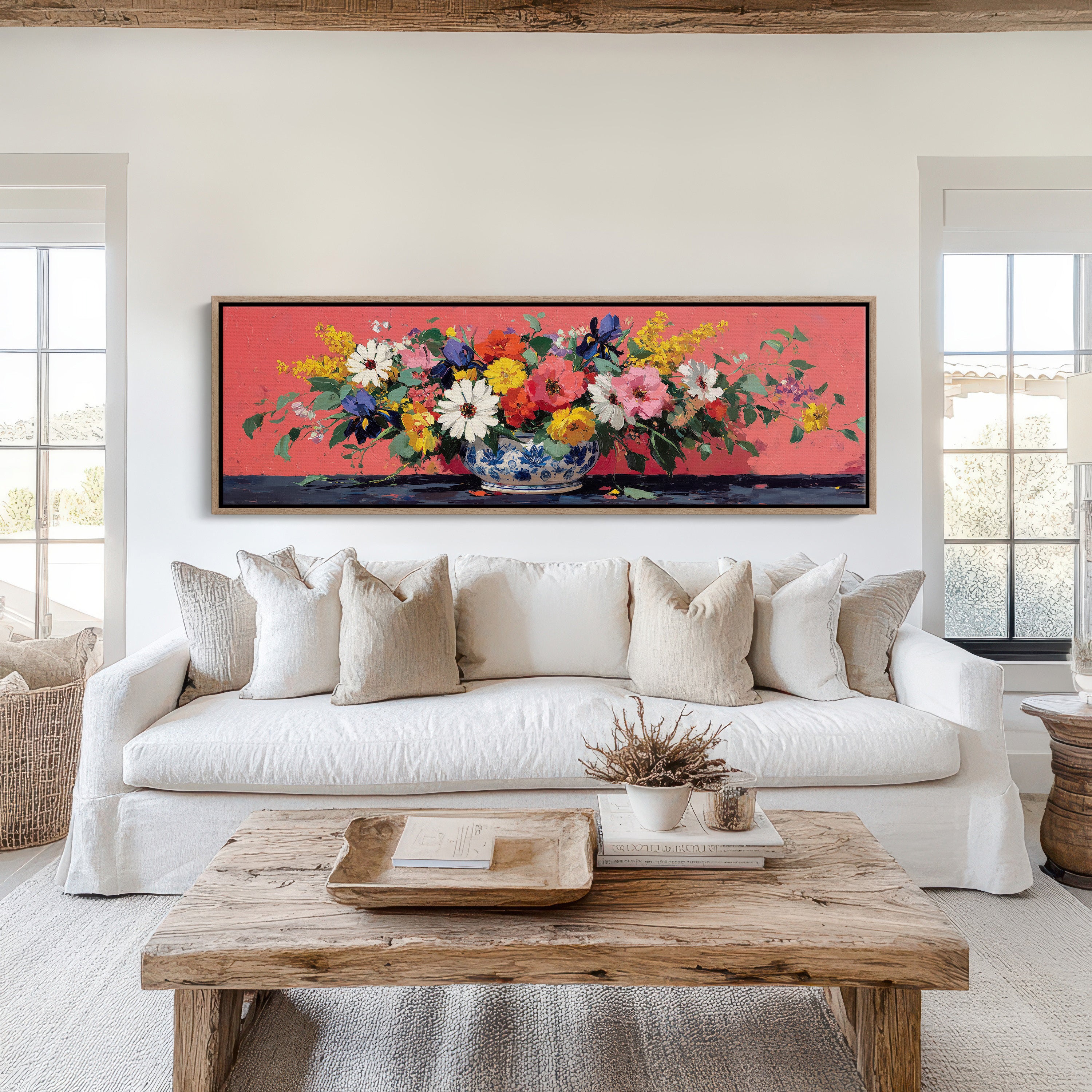 Wildflowers Spill Across Coral Light