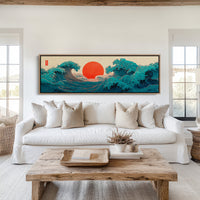 Crimson Sun Rising Over Ocean Waves