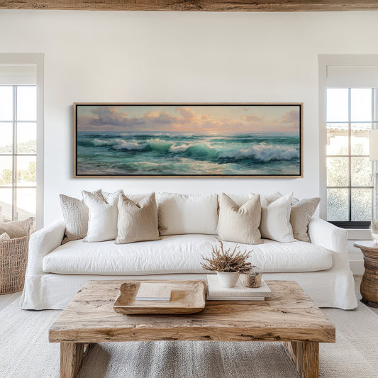 Golden Light Over Rolling Ocean Waves