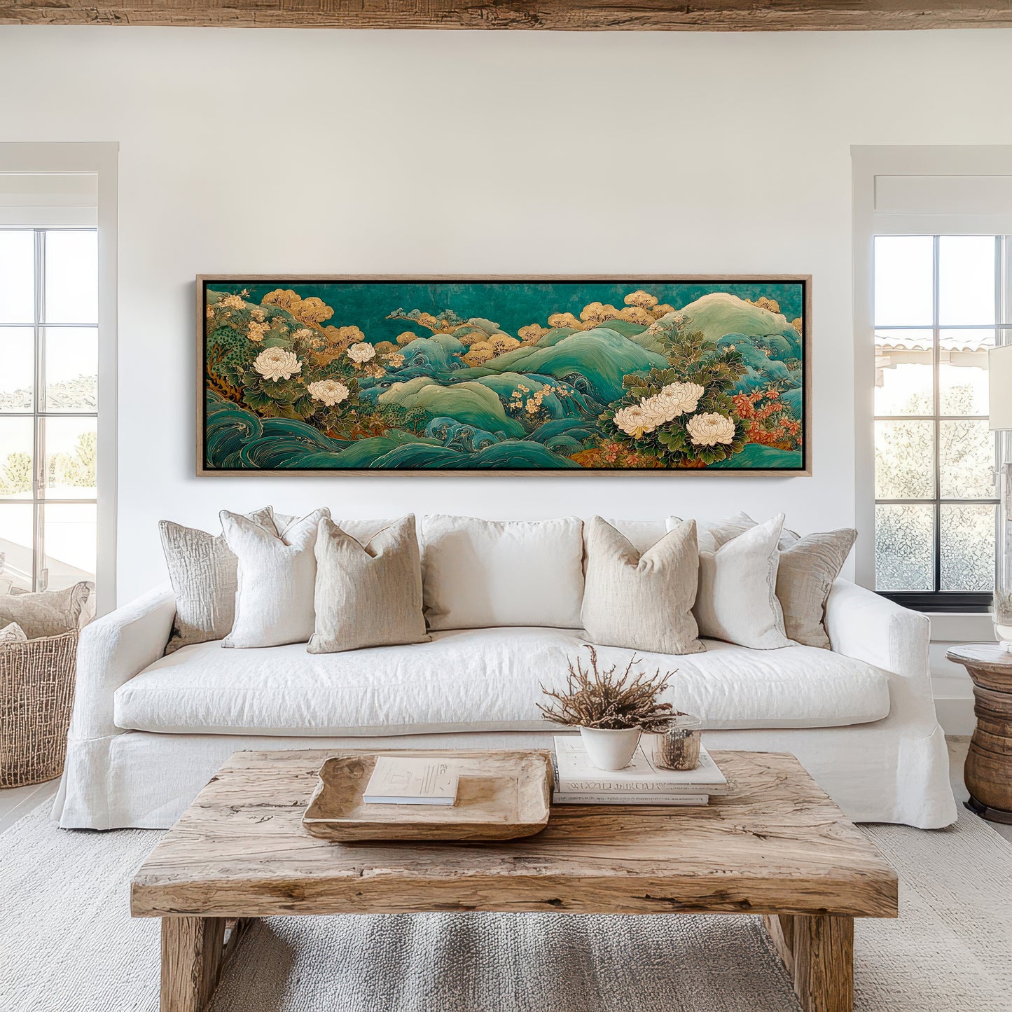 Golden Blooms Above Emerald Waves