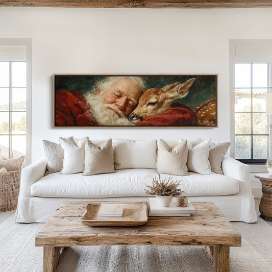 Santa’s Gentle Moment with a Fawn