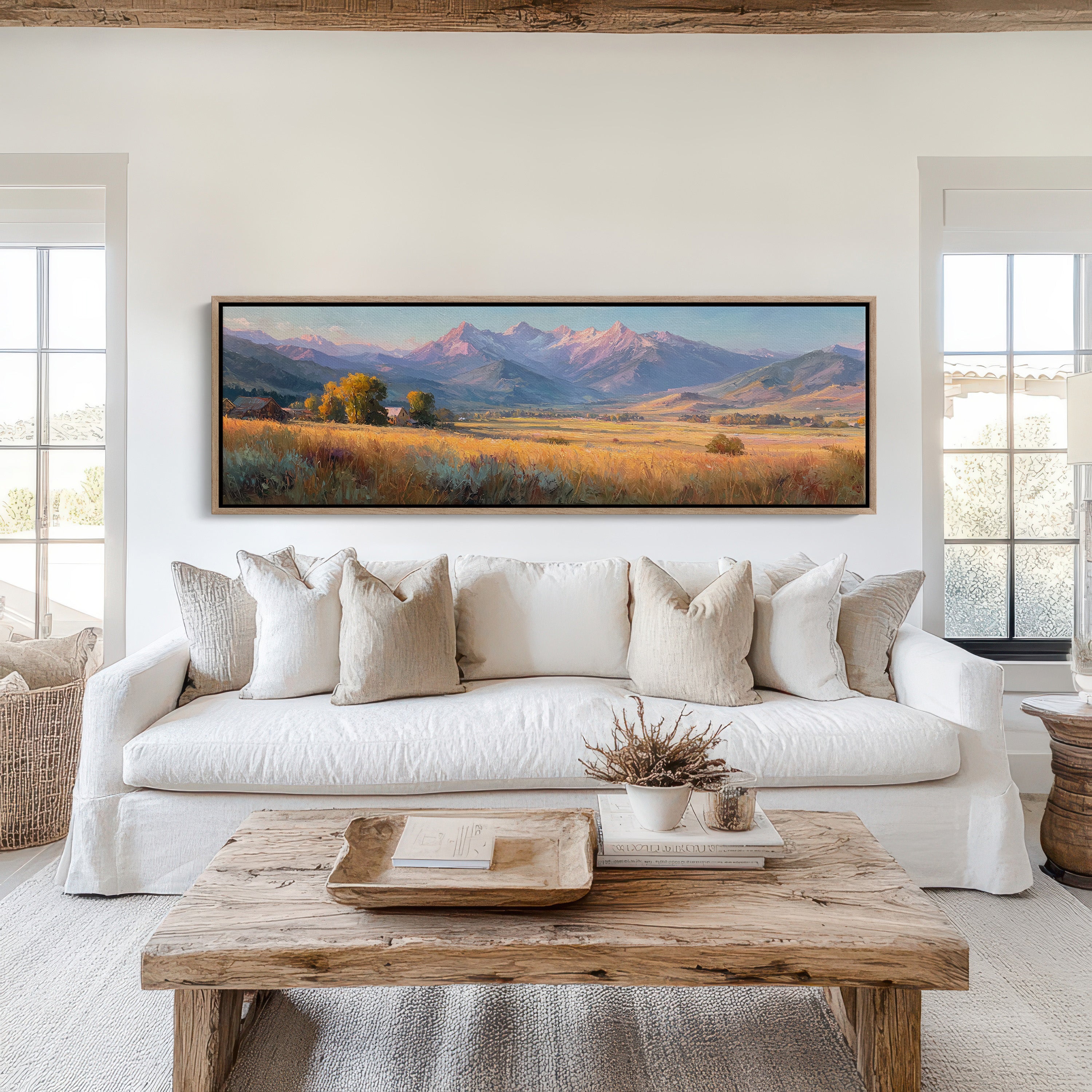 Golden Fields Beneath Mountain Peaks