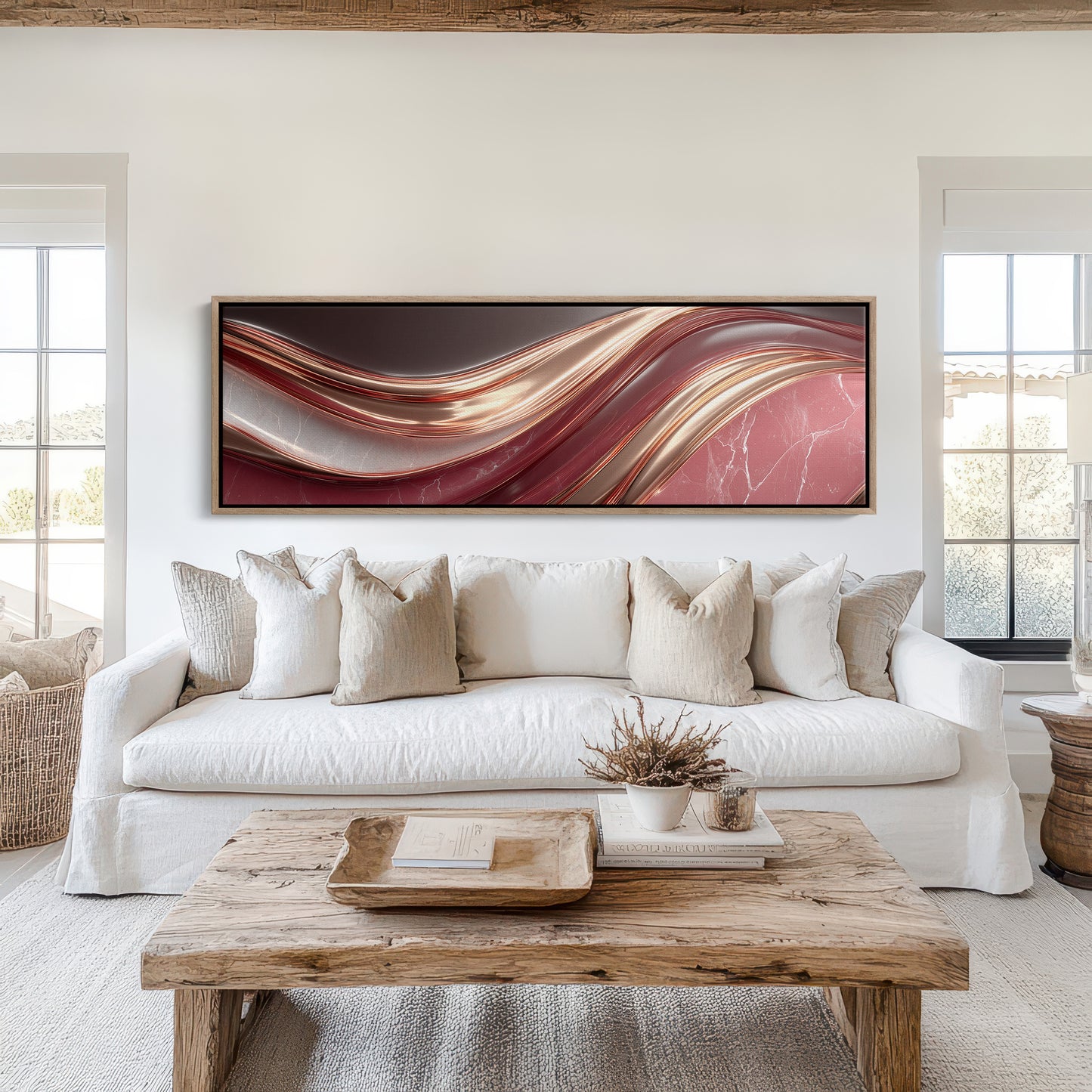Flowing Copper Waves in Crimson Stone