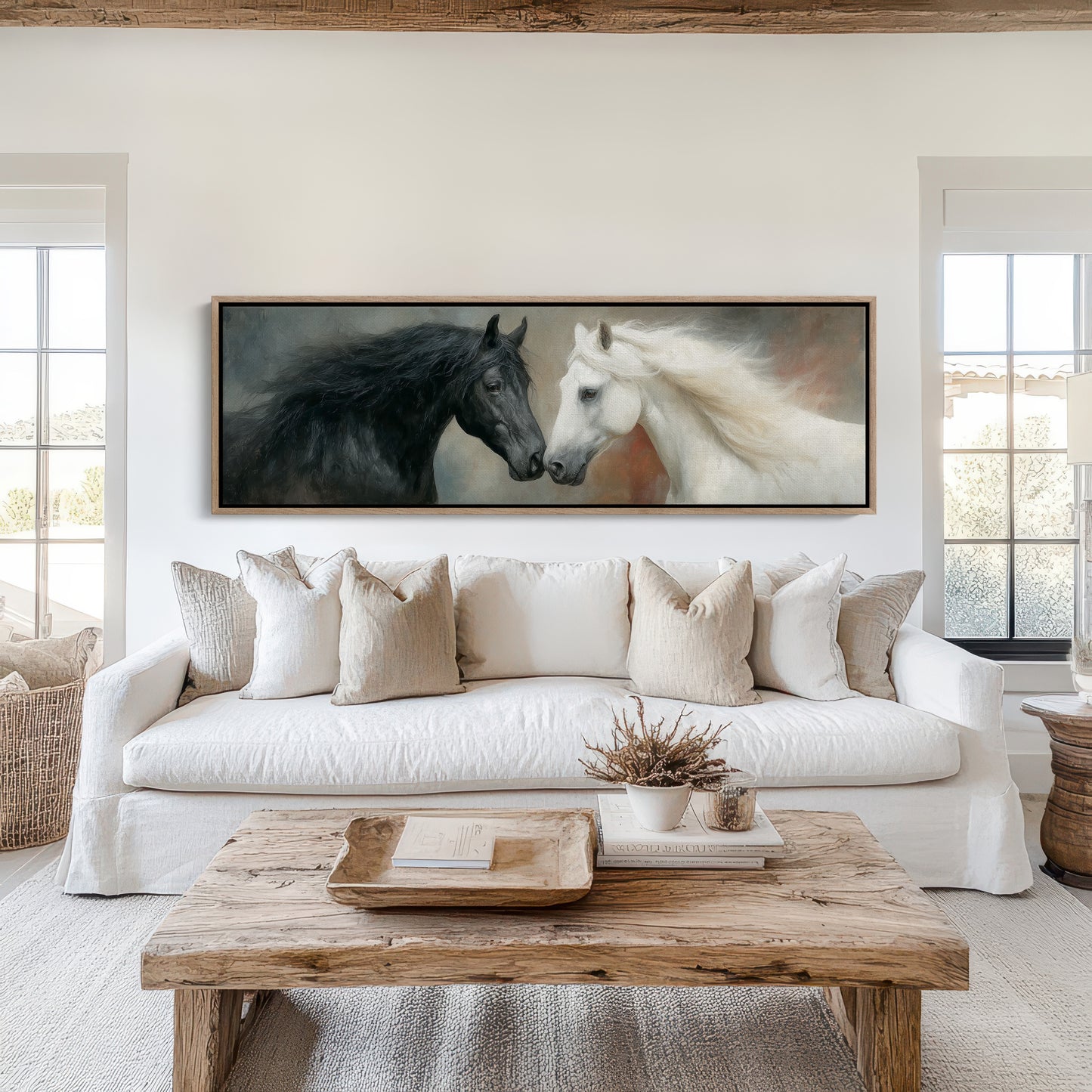 Black And White Horses In Quiet Harmony