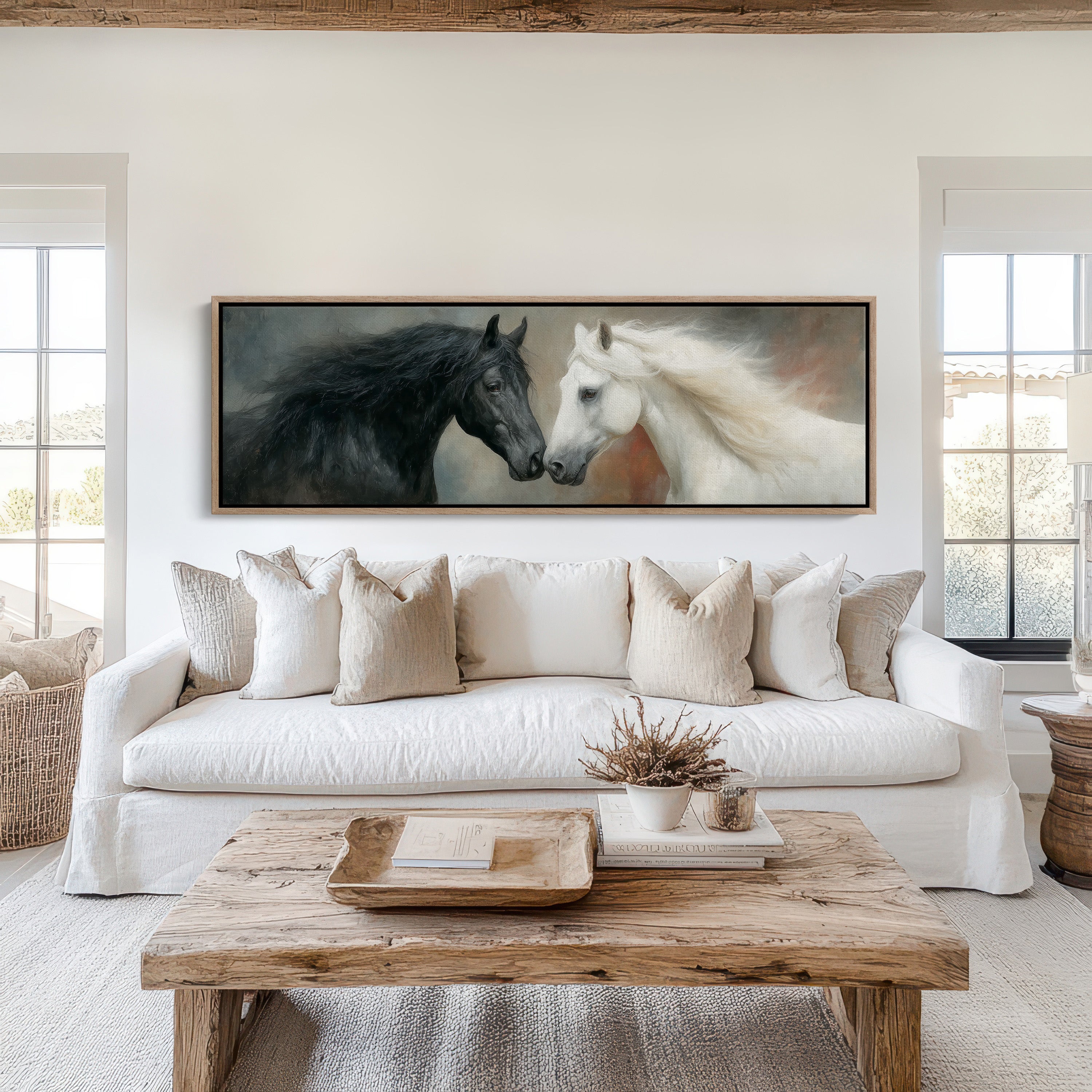 Black And White Horses In Quiet Harmony