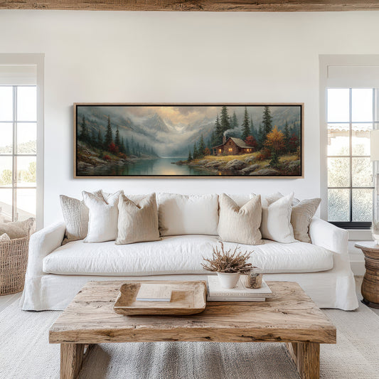 Cabin Glow In Misty Mountain Valley