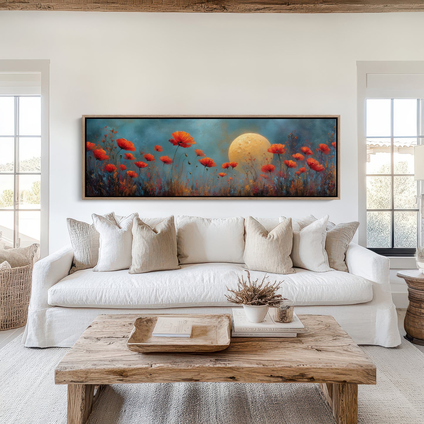 Moonlit Red Poppy Field Dreamscape