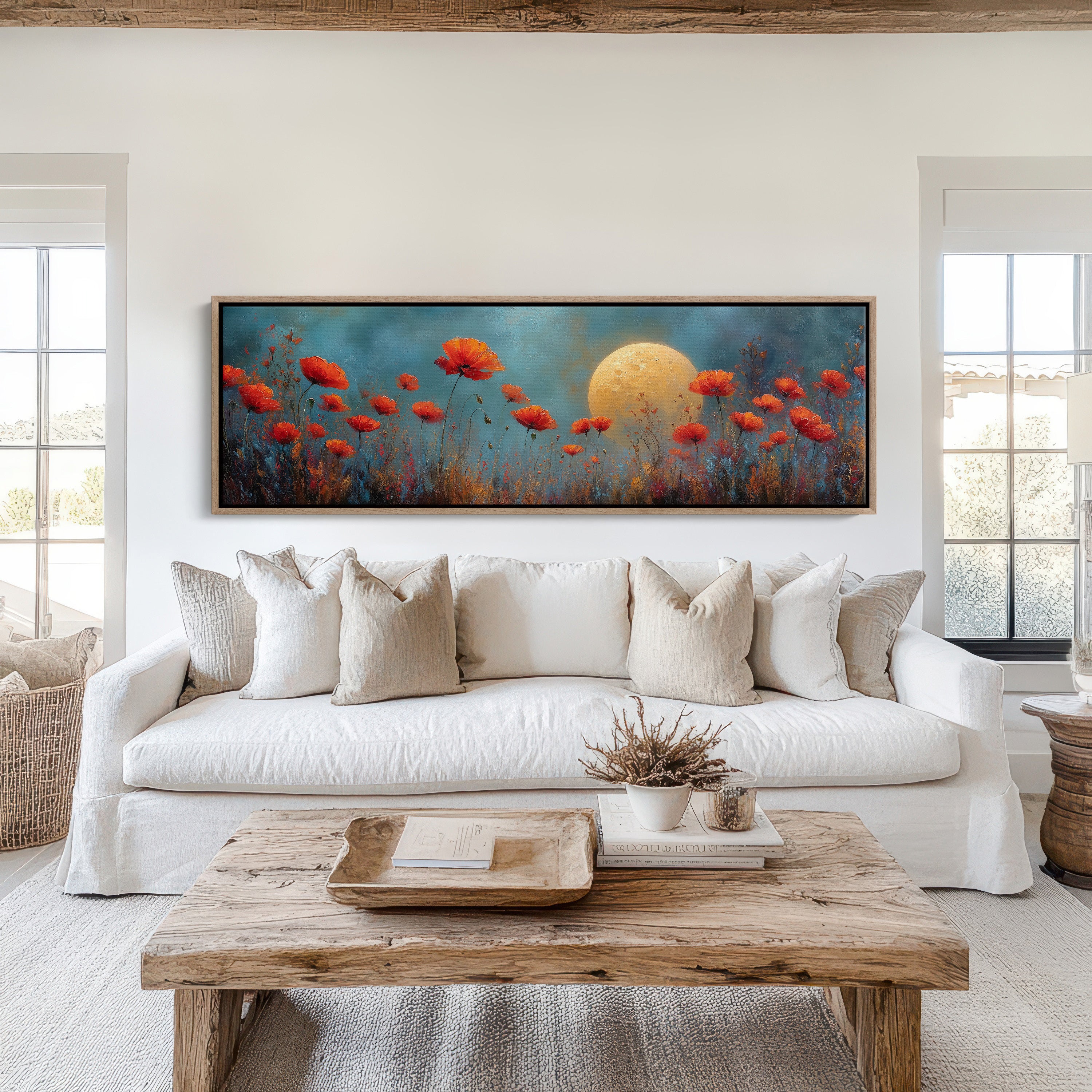 Moonlit Red Poppy Field Dreamscape