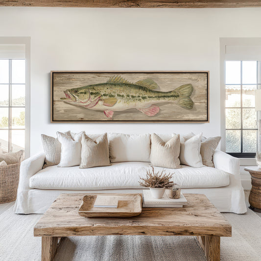 Largemouth Bass Over Rustic Wood