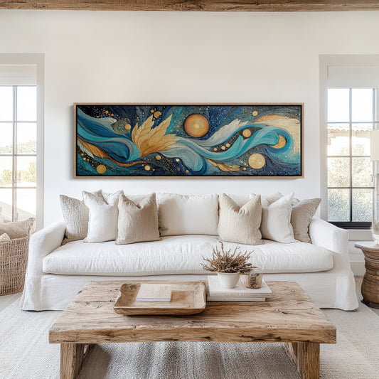 Celestial Currents In Gold And Blue