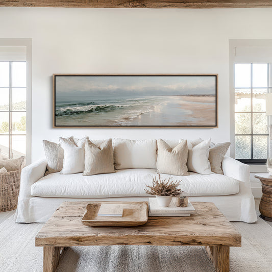 Soft Ocean Waves on a Serene Misty Shore