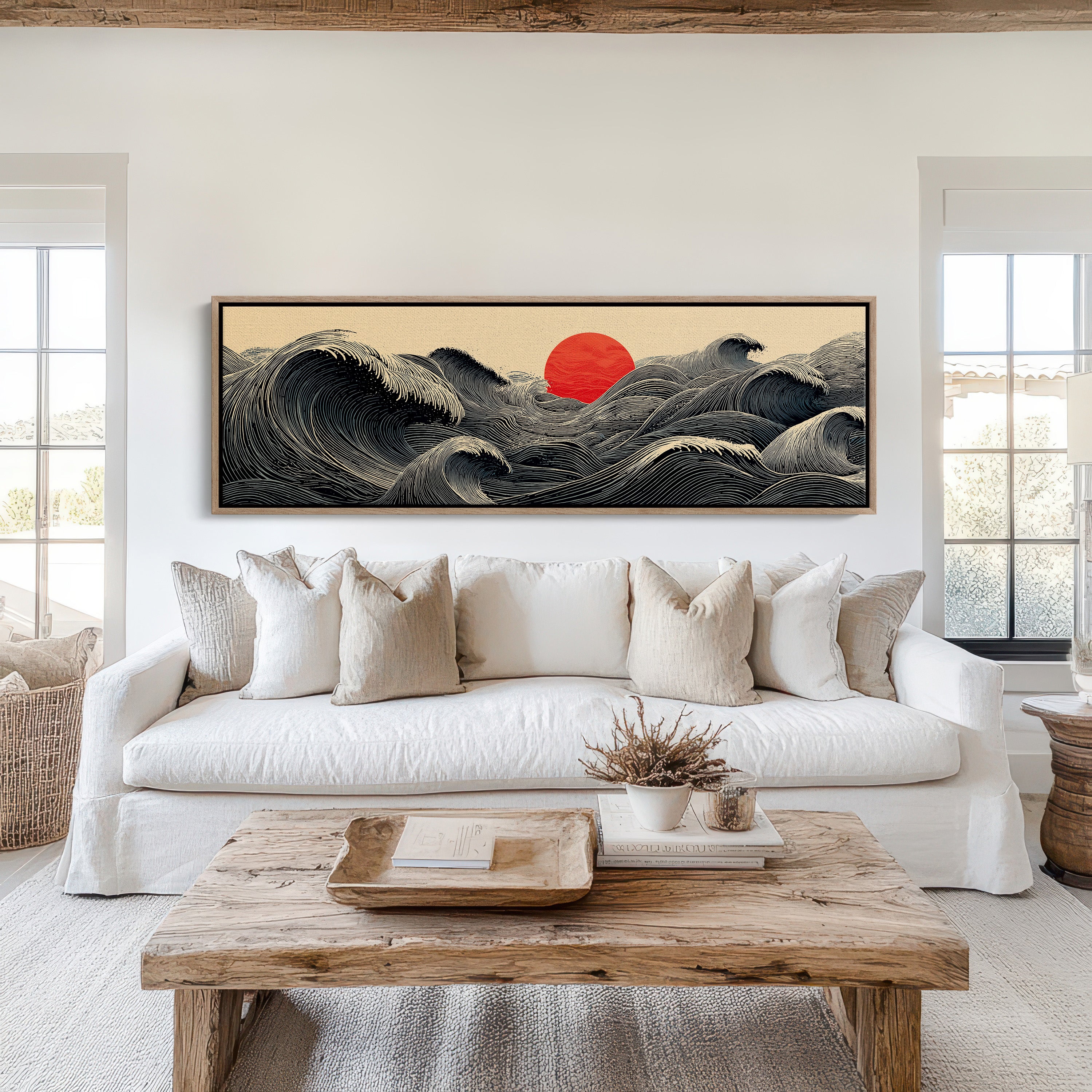 Waves Gather Before the Red Sun