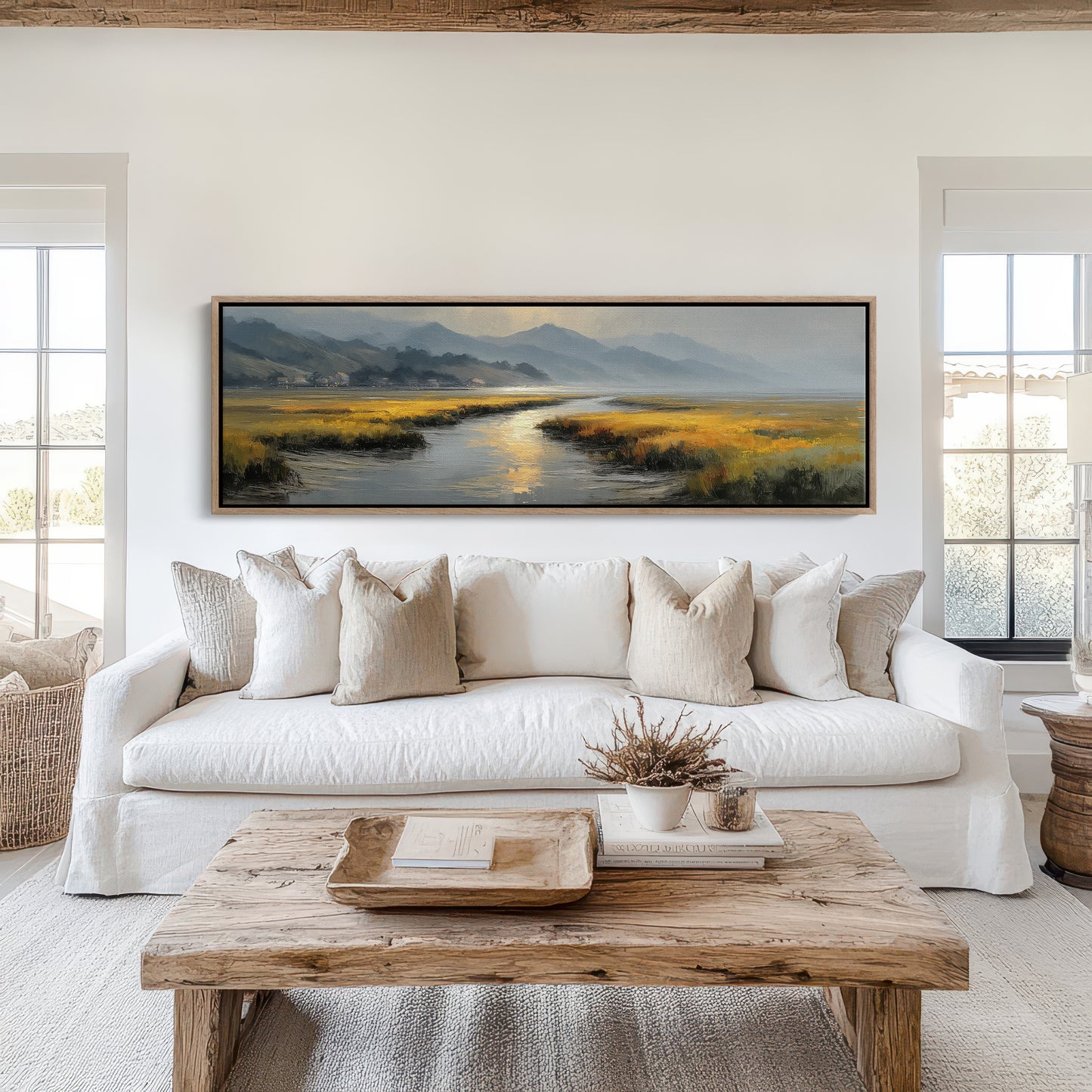 Golden Marsh Under Distant Peaks