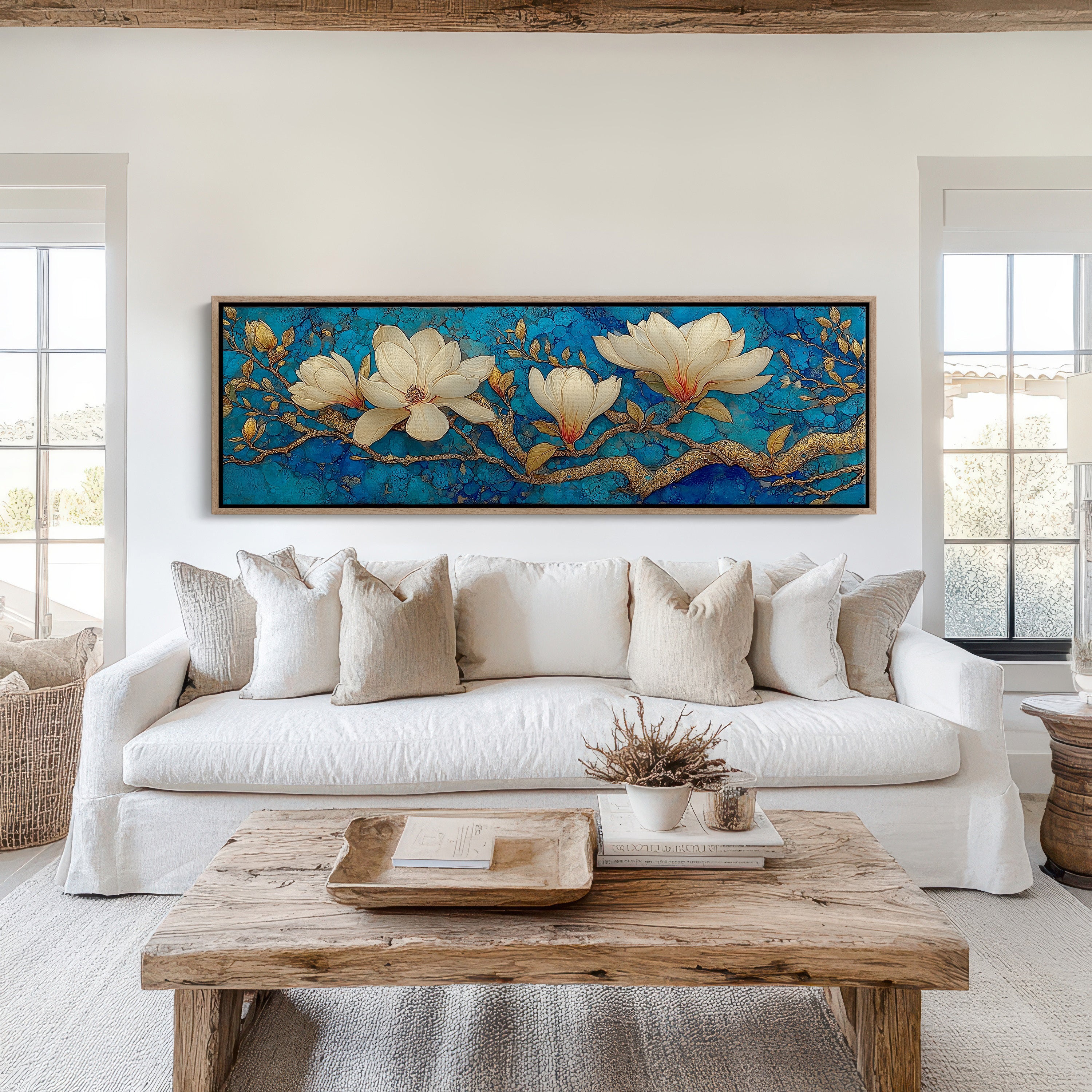 Golden Magnolia on Blue Marble