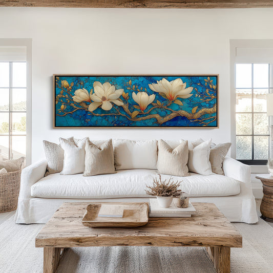 Golden Magnolia on Blue Marble