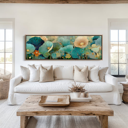 Blooming Waves of Teal and Amber