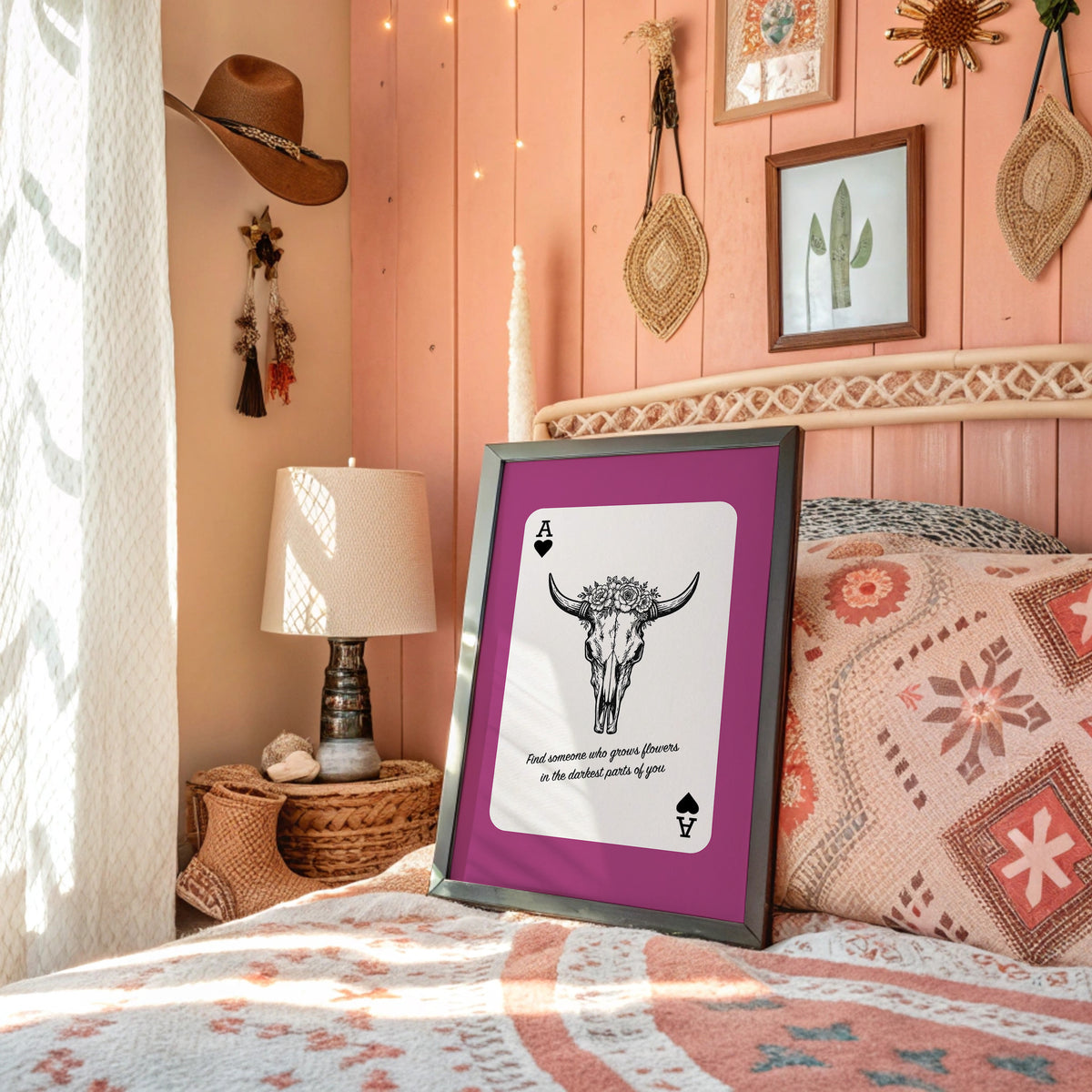 Ace of Hearts: Flower Crown Skull