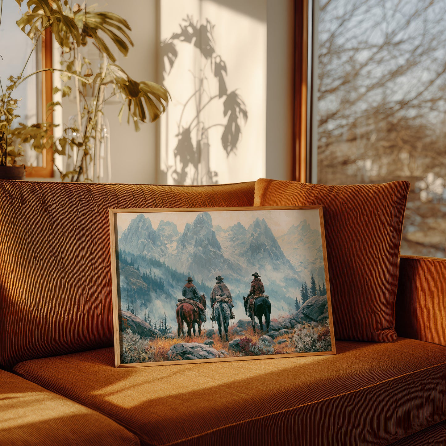 Three Riders Facing the Peaks