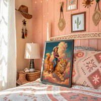 Cowgirl on a Giant Cat — Painted Western Fantasy Print