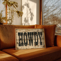 Howdy Weathered Wood Sign