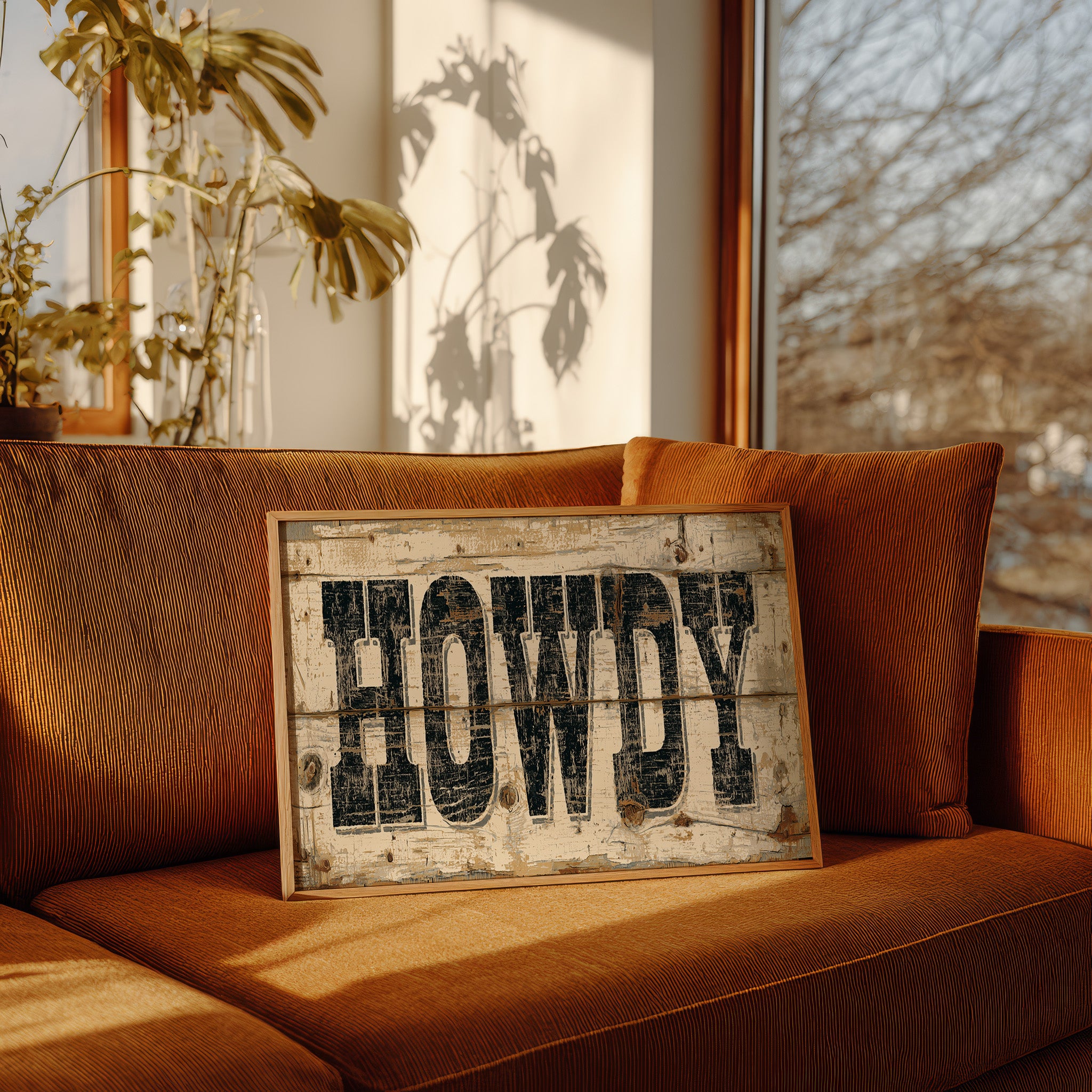 Howdy Weathered Wood Sign