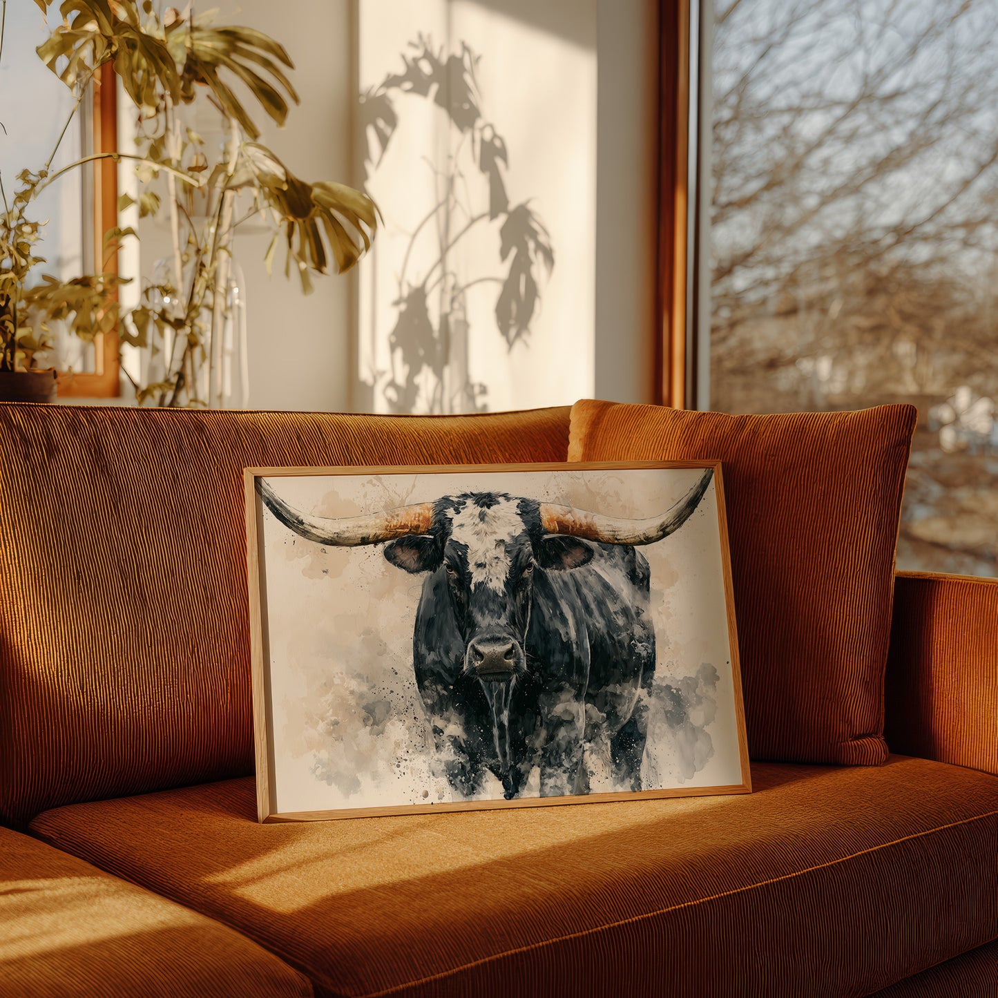 Longhorn Watercolor Portrait