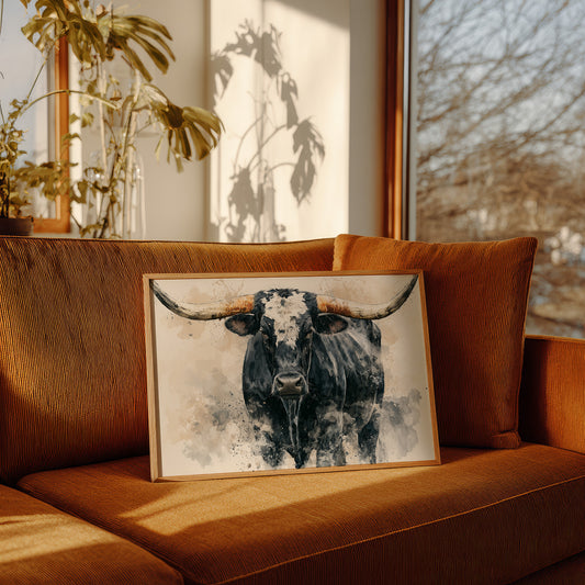 Longhorn Watercolor Portrait