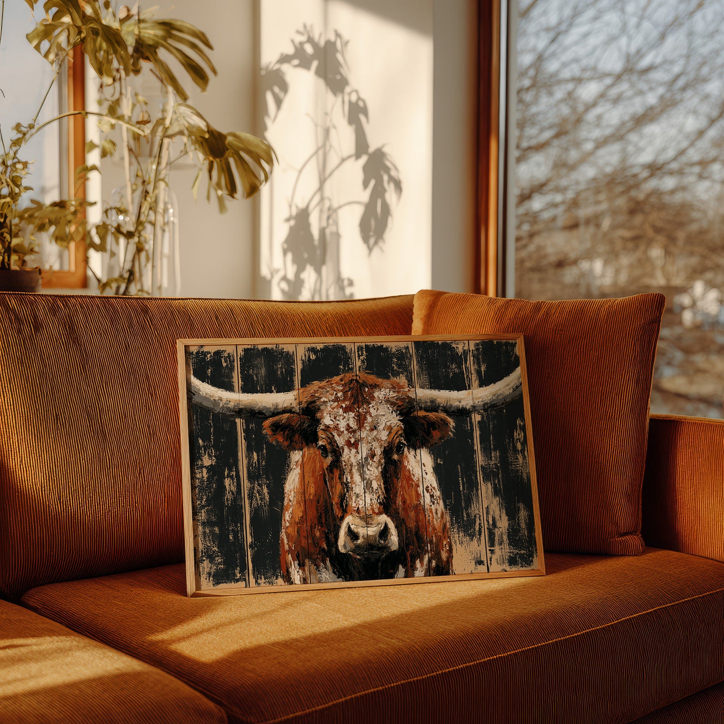 Longhorn Against Midnight Wood