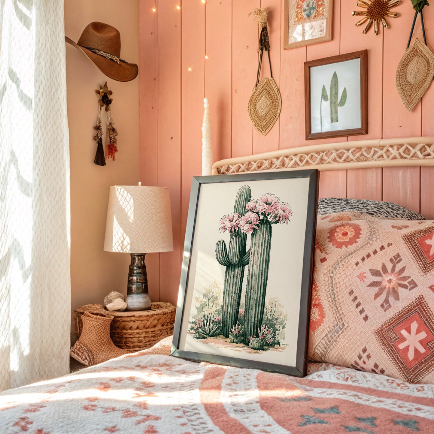 Pink Blossom Saguaro Pair