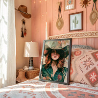 Sage Hat, Coral Light, Steady Gaze