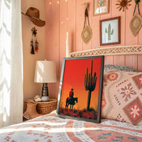 Rider at Dusk: Saguaro Silhouette