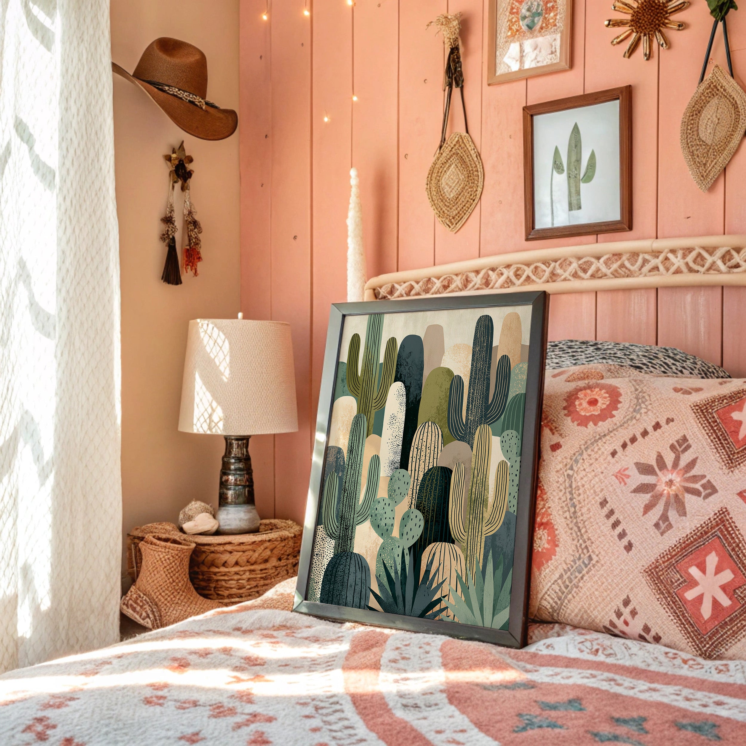 Desert Tapestry: Cactus Collage in Sand & Sage