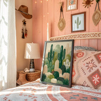Twin Saguaros: Cactus Collage in Green & Tan