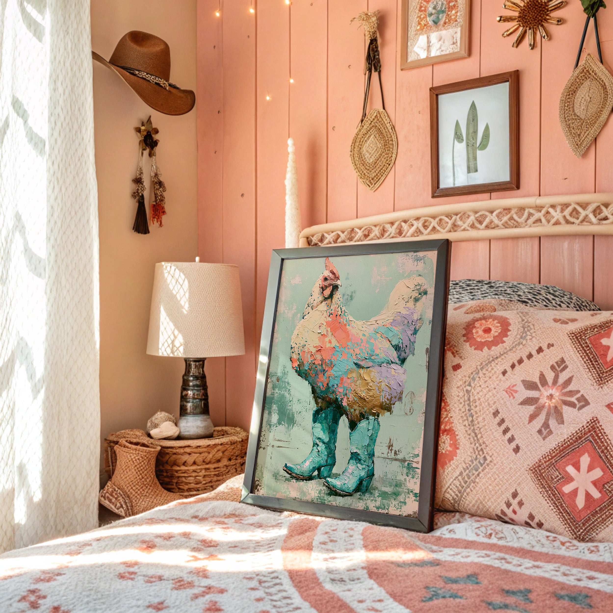 Gilded Feathers: The Rooster's Turquoise Strut