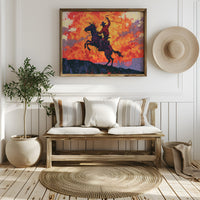 Rearing Cowboy, Desert Sunset Blaze