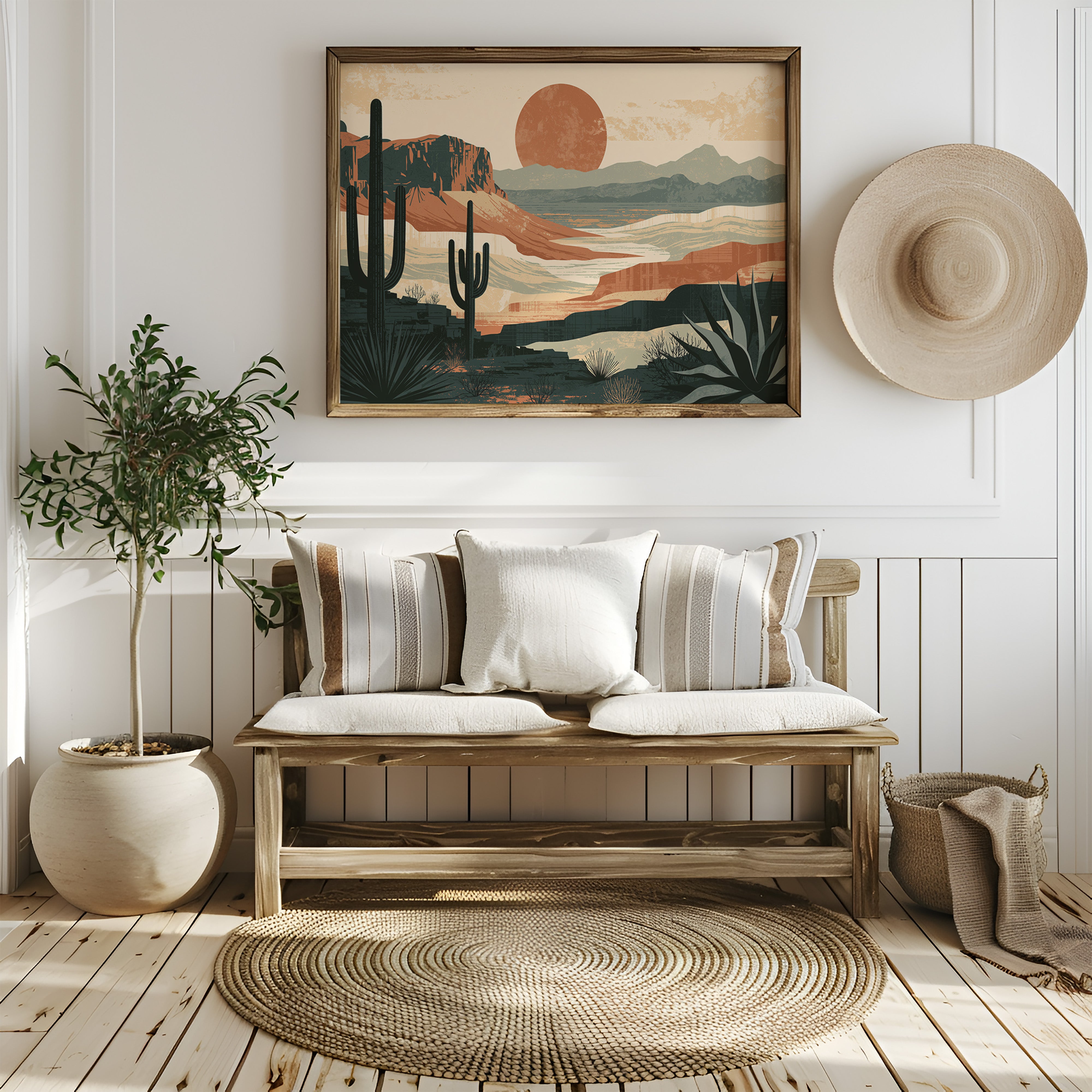 Retro Sun Over Saguaro Country