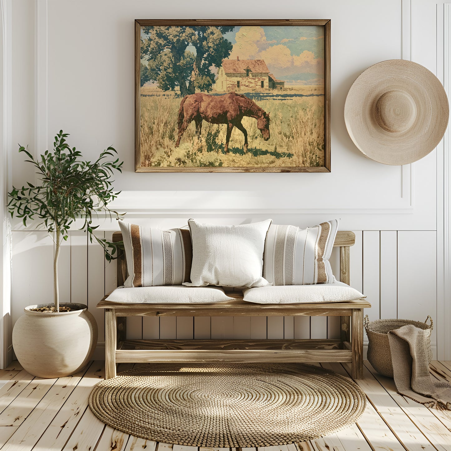 Grazing Horse at the Old Farmhouse
