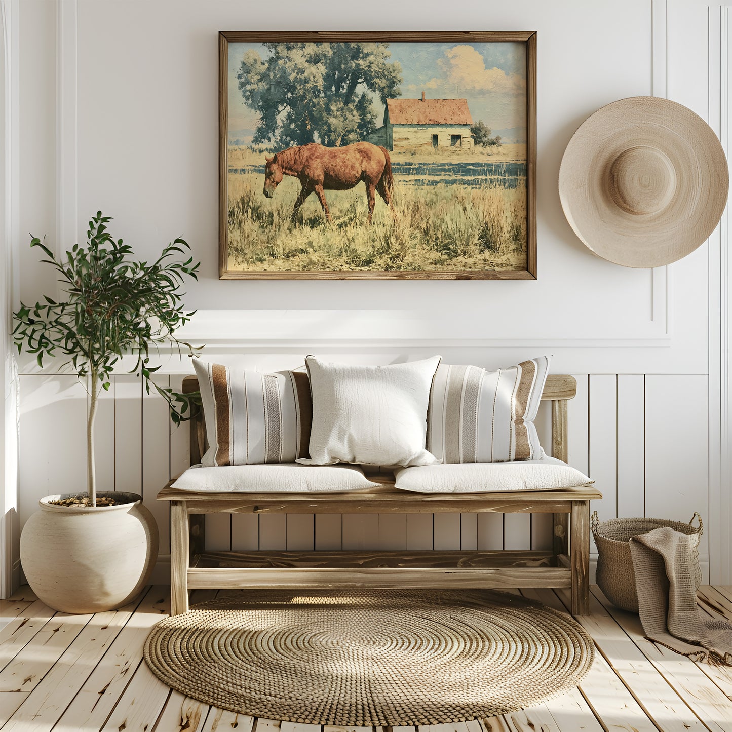 Chestnut Mare Beside the Old Homestead