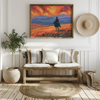 Cowboy Beneath the Crimson Sky