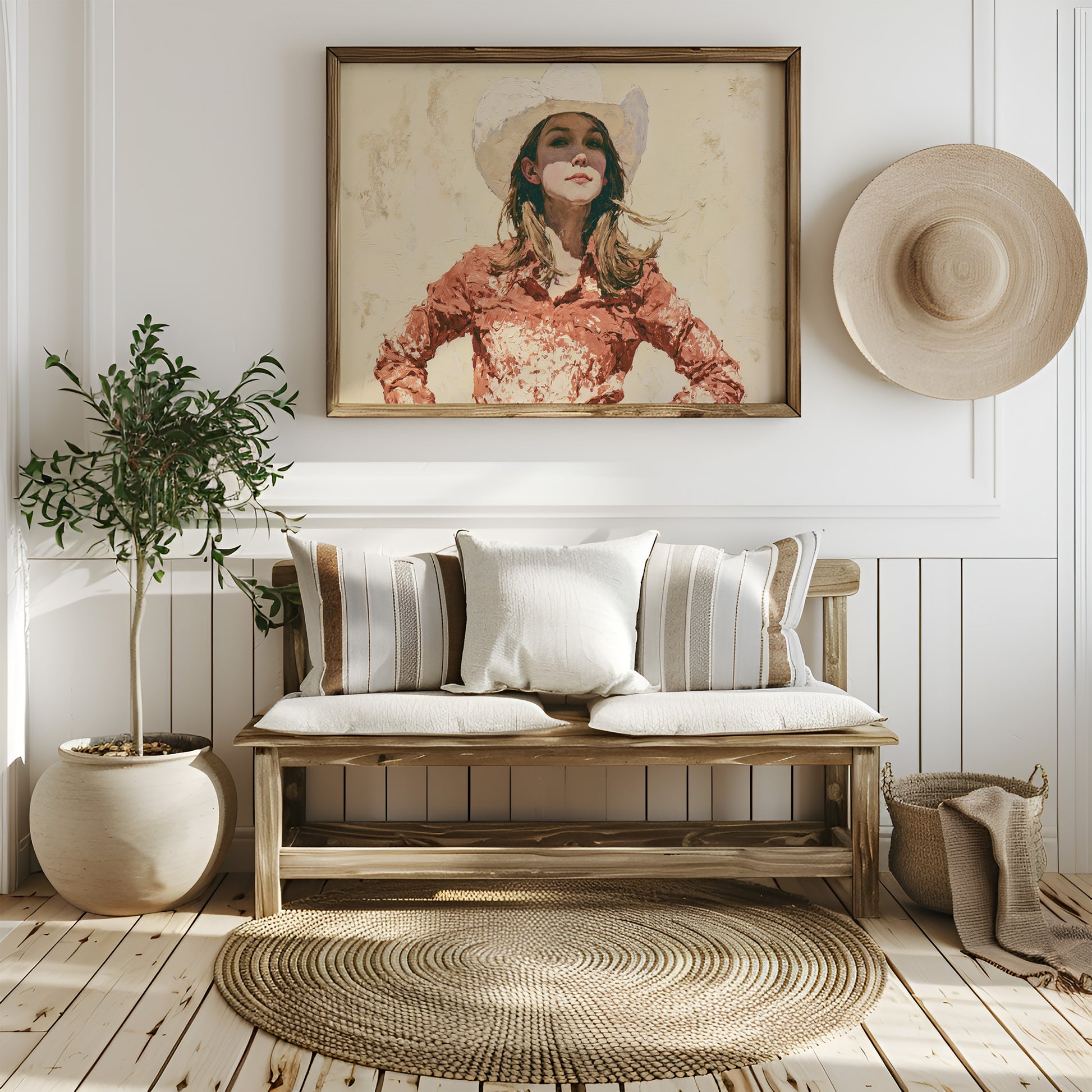Confident Gaze, Coral Western Shirt
