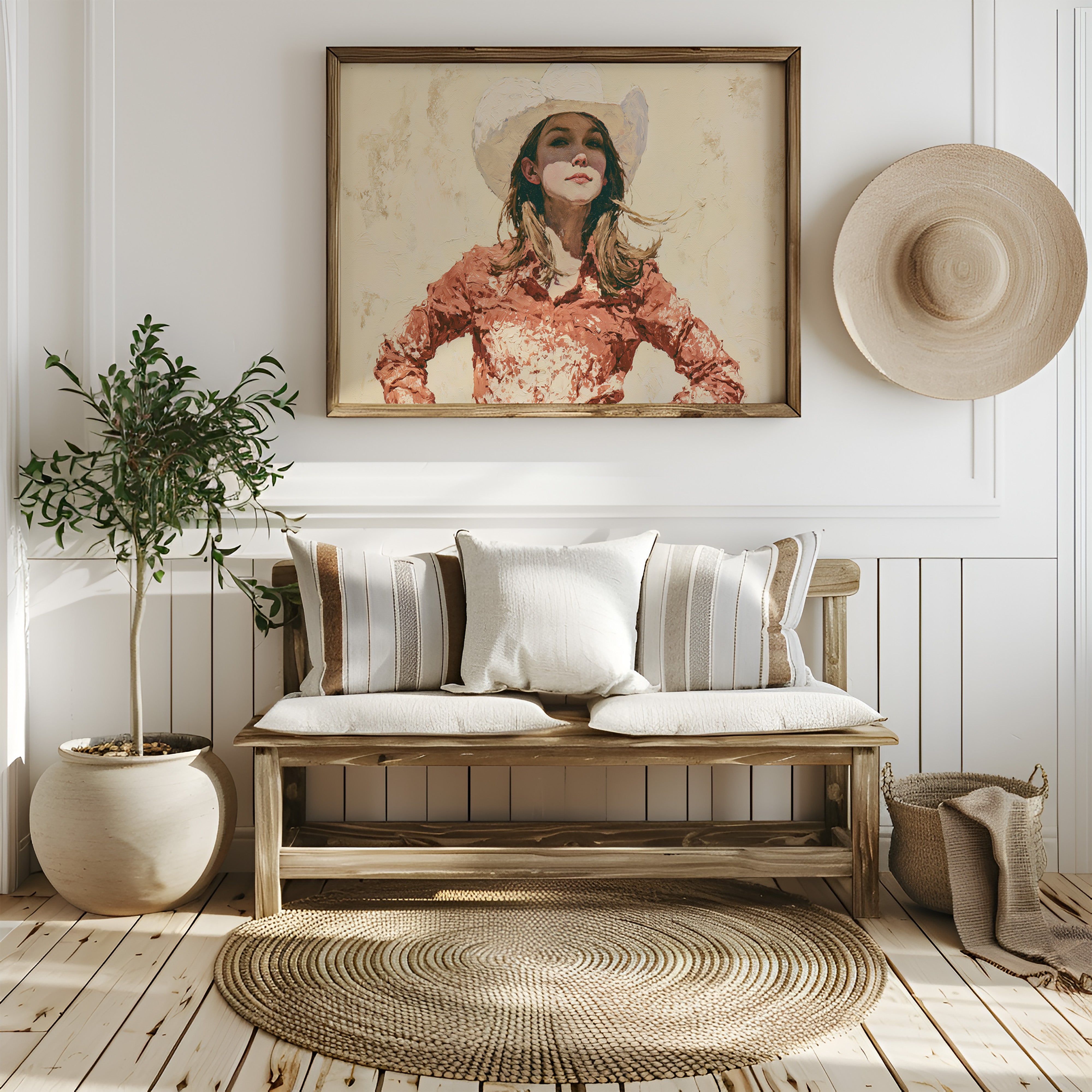 Confident Gaze, Coral Western Shirt